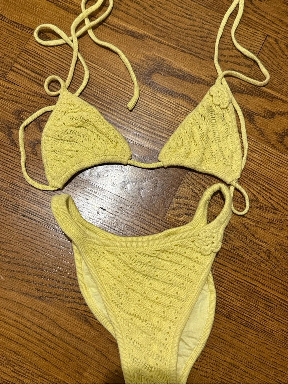 Frankies Bikinis Tide Crochet Triangle Bikini Top and Bottom